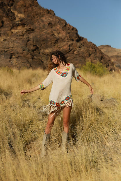 Boho Fringe Dress with Crochet Detail — additional view 10