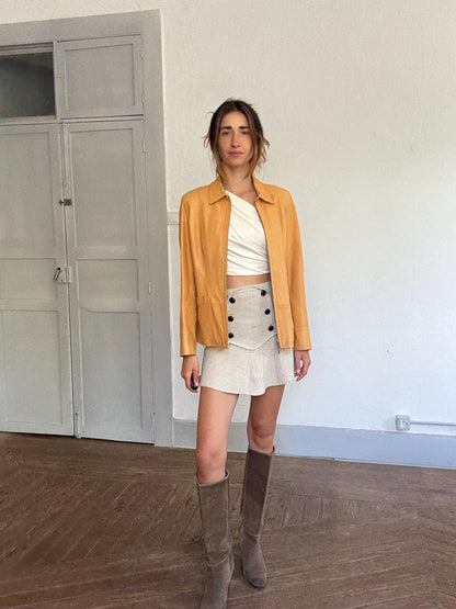 Light Tan Lambskin Biker Jacket — additional view 6