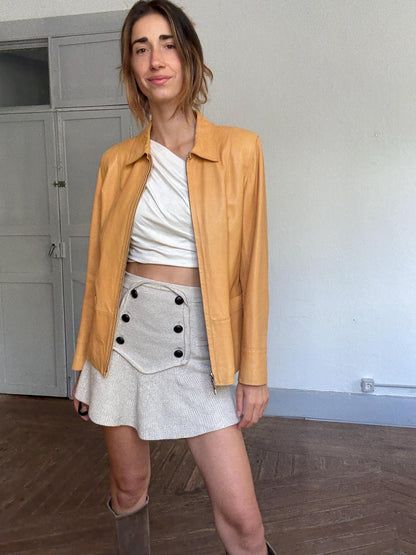 Light Tan Lambskin Biker Jacket — back view