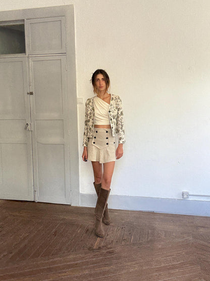 Floral Quilted Jacket In Embroidered Cotton — back view