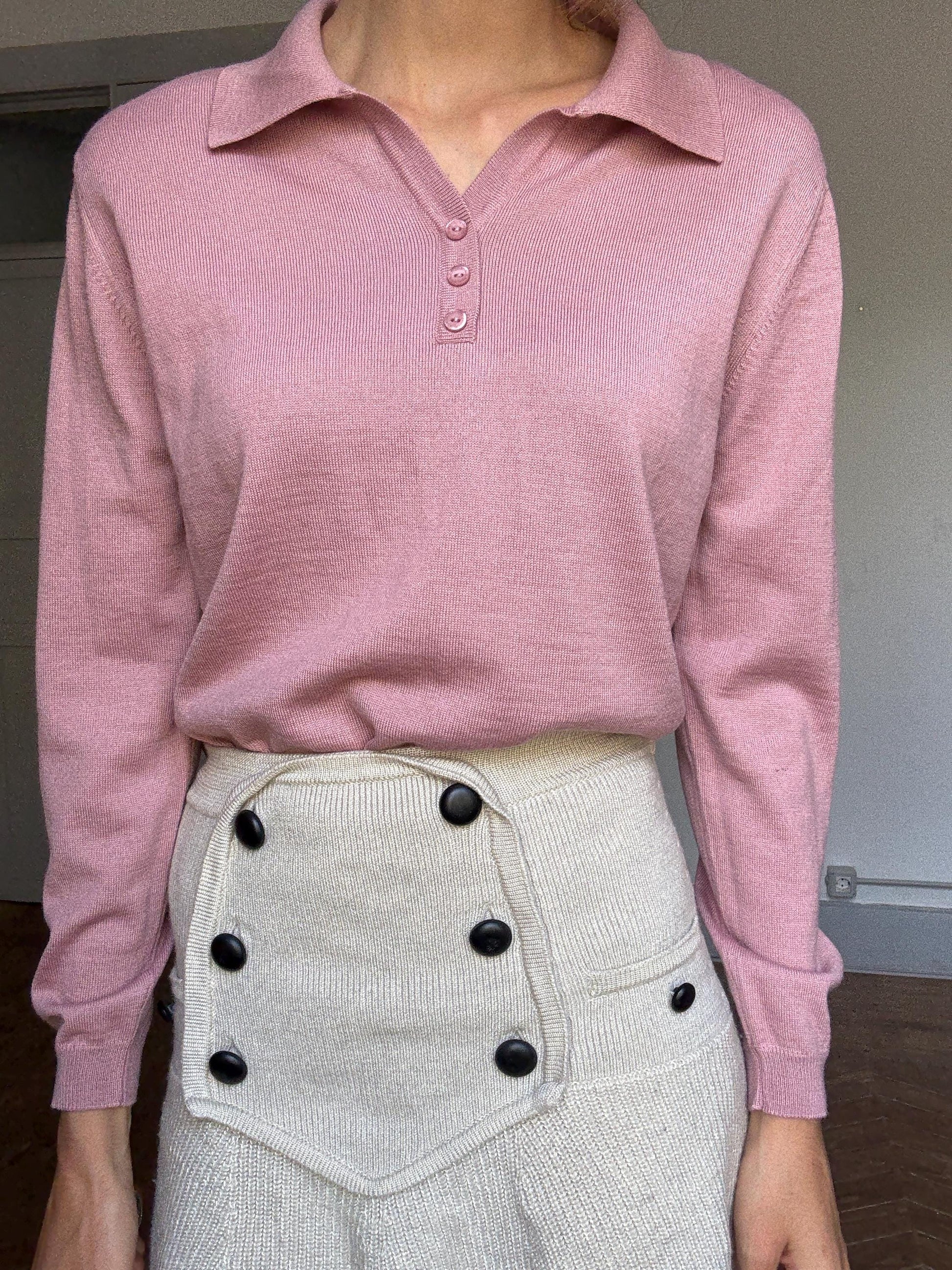 Dusty Rose Wool Blend Knit Jumper — back view
