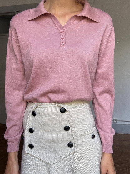 Dusty Rose Wool Blend Knit Jumper — back view