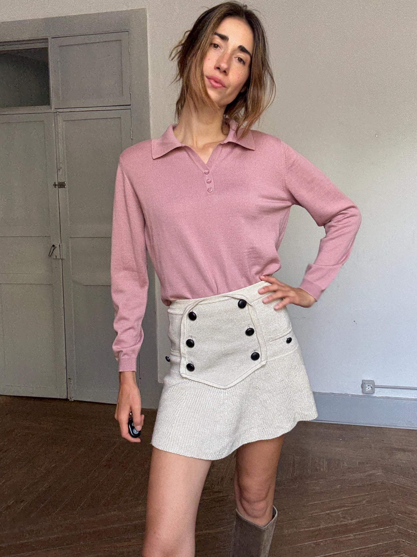 Viriato Dusty Rose Knit Jumper – Luxury Wool Blend, Made in Spain (Size M/L)