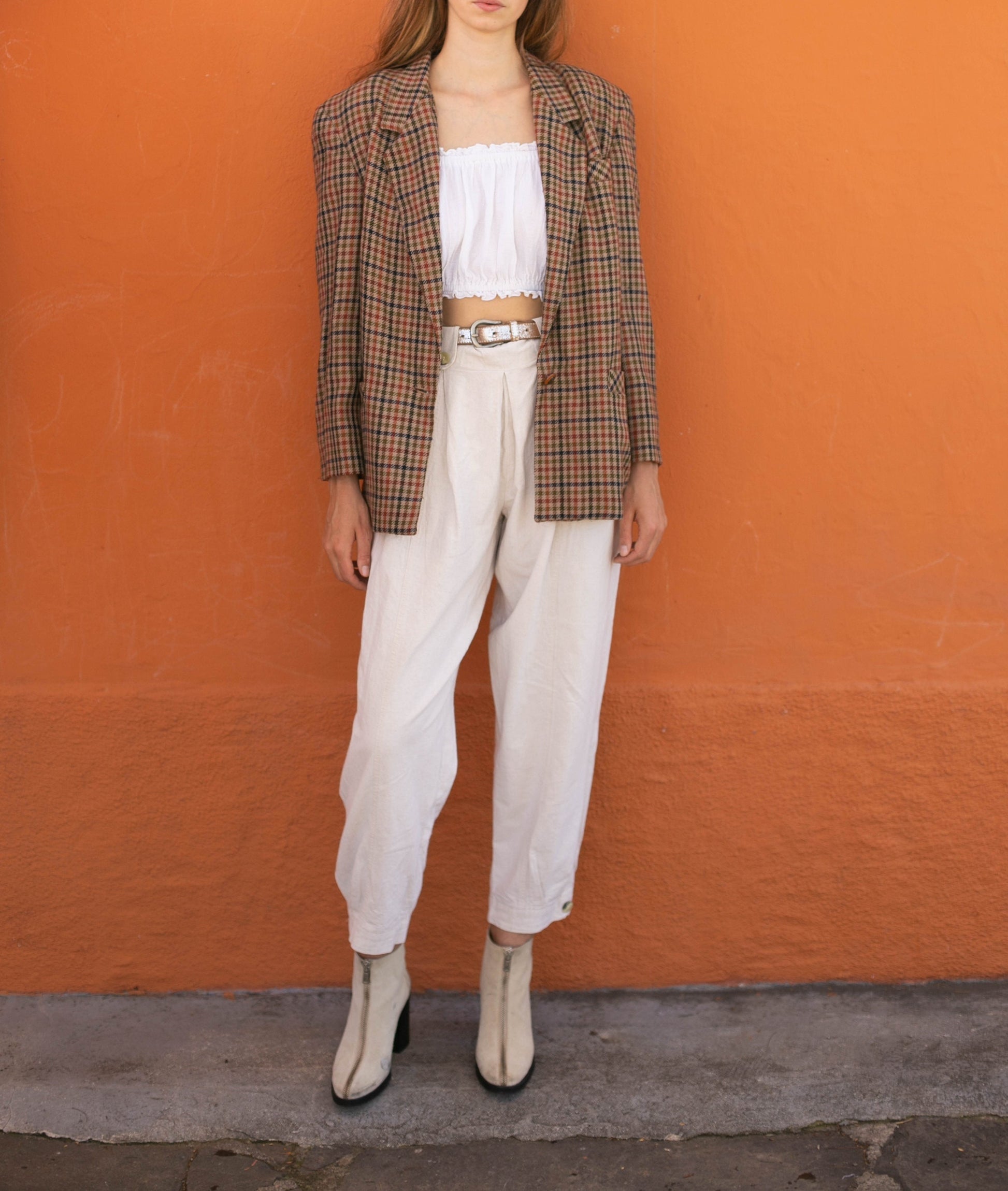 Plaid Wool Vintage Women's Blazer