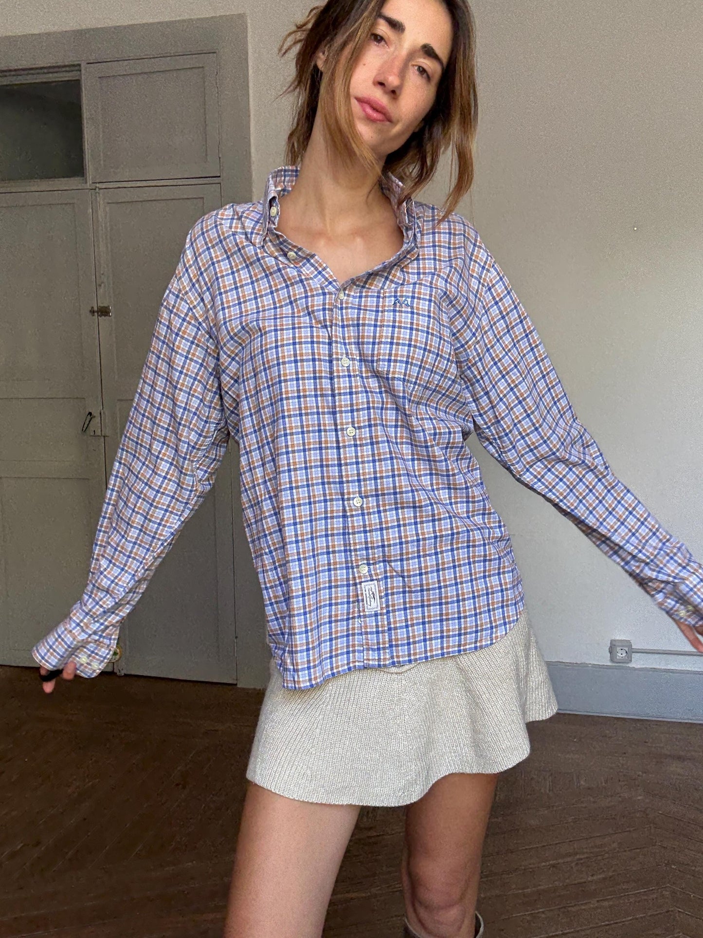 Vintage Thomas Burberry Check Shirt – Unisex Quiet Luxury Button-Up – Britpop Indie Style, 90s Cotton Blouse, Old Money Aesthetic