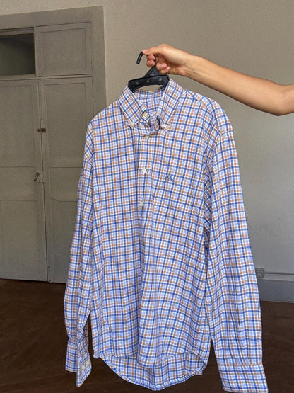 Vintage Thomas Burberry Check Shirt – Unisex Cotton Blouse — fabric close-up