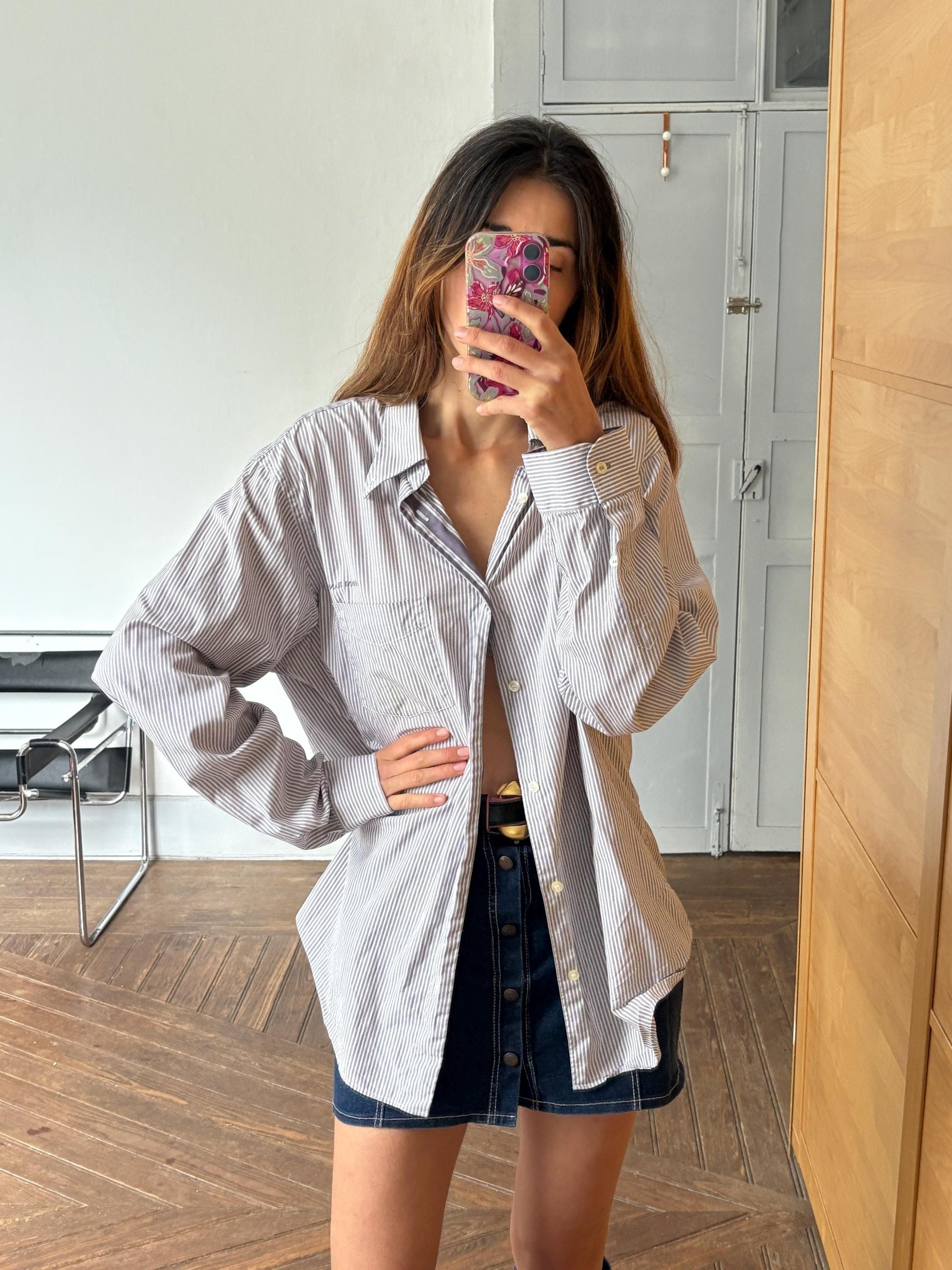 Vintage Armani Jeans Striped Shirt – Oversized Fit, 100% Cotton, Size XXL / US XL, Classic Button-Up