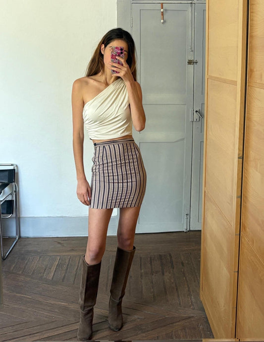 Original vintage sexy striped mini skirt, Tight bodycon pencil skirt, Disco club outfit