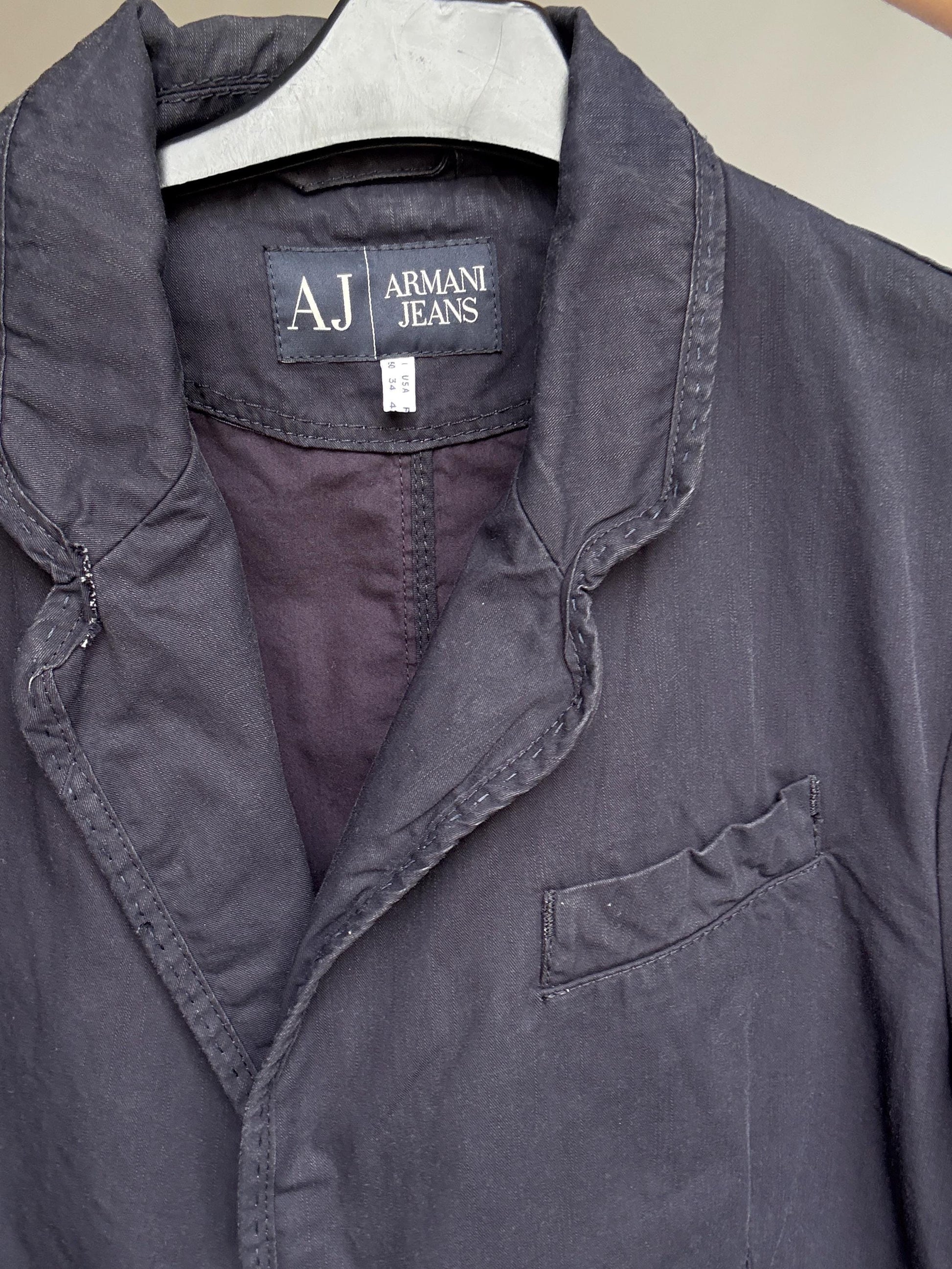 Vintage Men Armani Jeans Cotton Blazer – Unisex Oversized Fit – Size IT 50 / US 40 / D 50, L Woman Fit