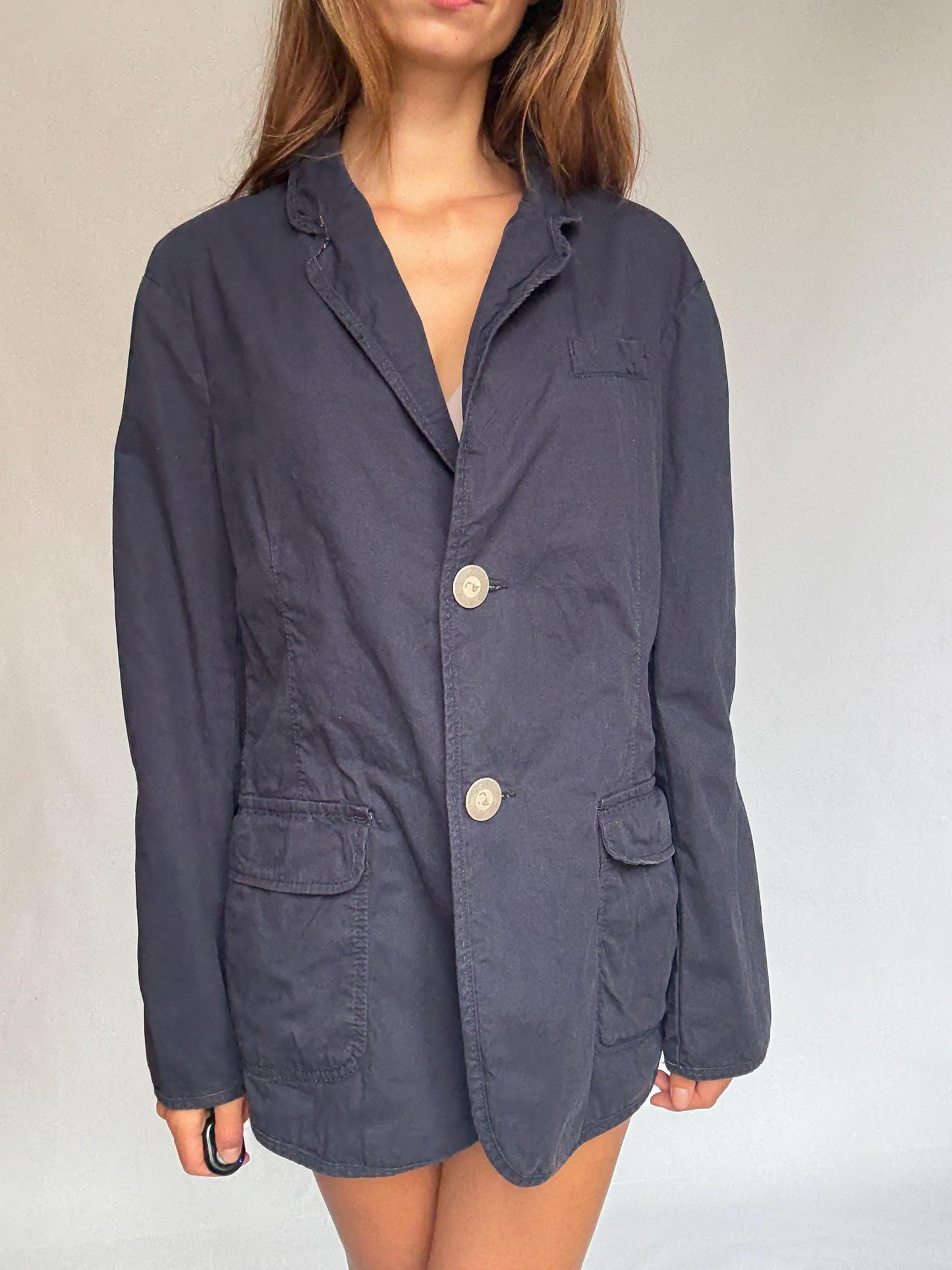 Vintage Armani Jeans Cotton Blazer - Unisex — fabric close-up