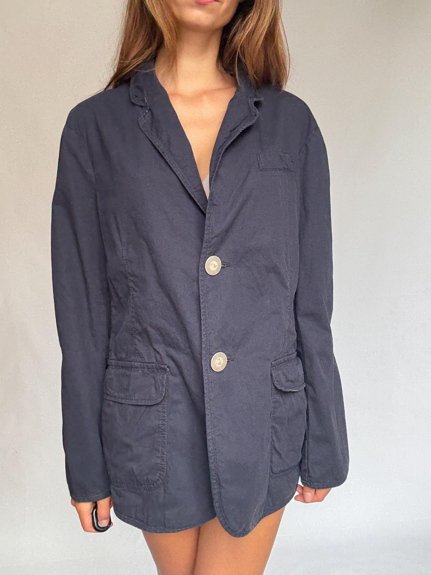 Vintage Men Armani Jeans Cotton Blazer – Unisex Oversized Fit – Size L