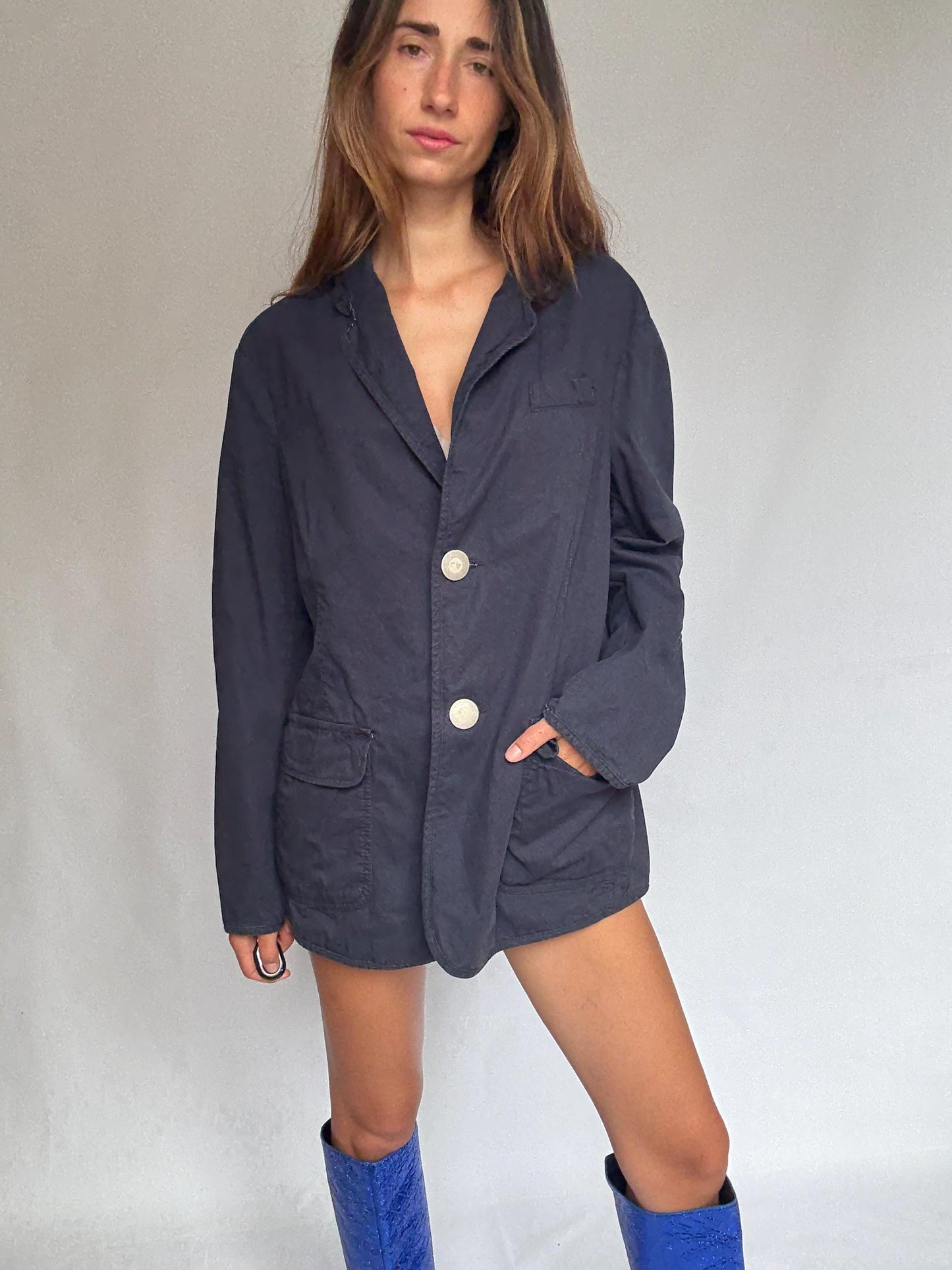 Vintage Men Armani Jeans Cotton Blazer – Unisex Oversized Fit – Size IT 50 / US 40 / D 50, L Woman Fit