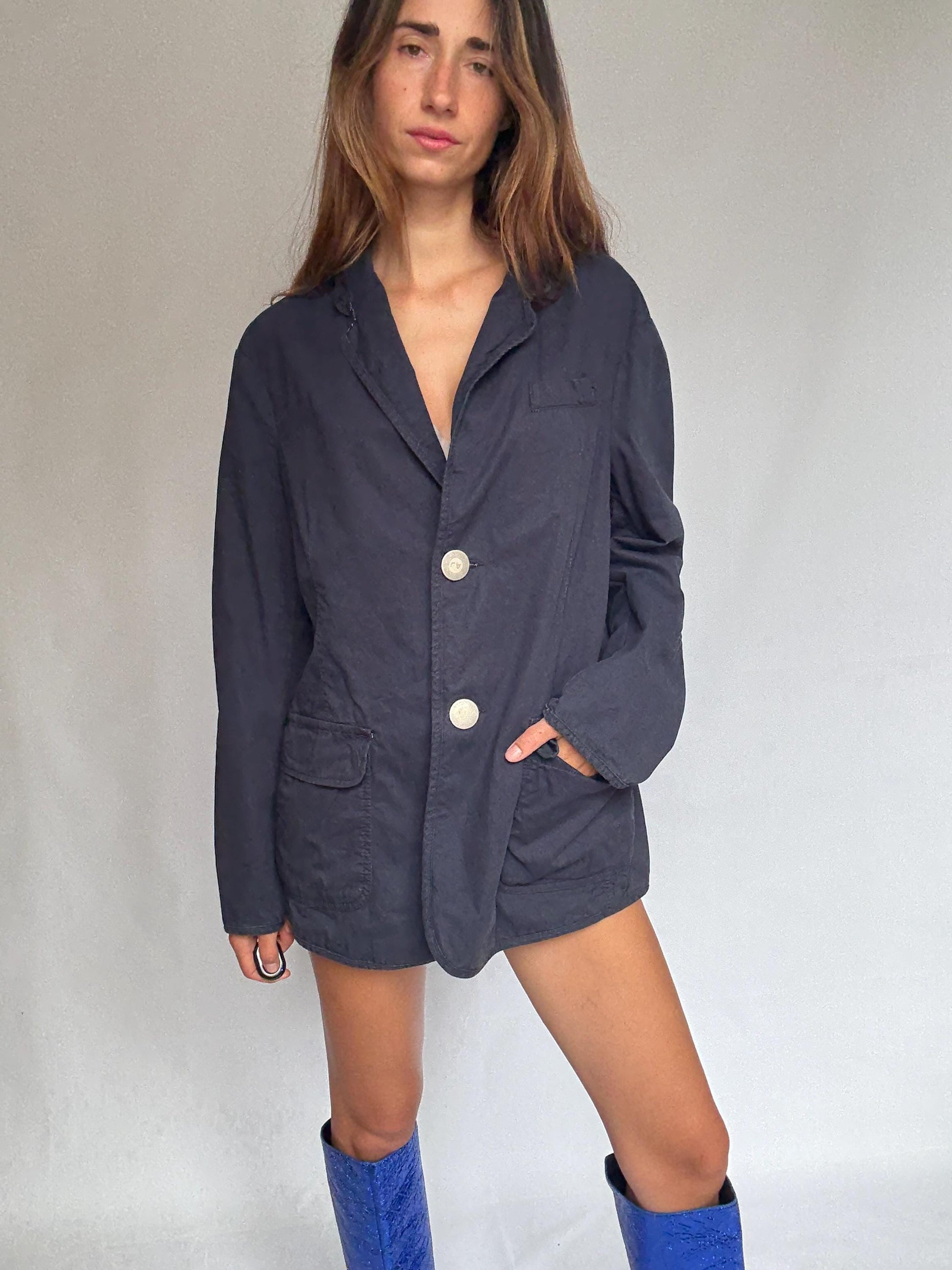 Vintage Men Armani Jeans Cotton Blazer – Unisex Oversized Fit – Size IT 50 / US 40 / D 50, L Woman Fit