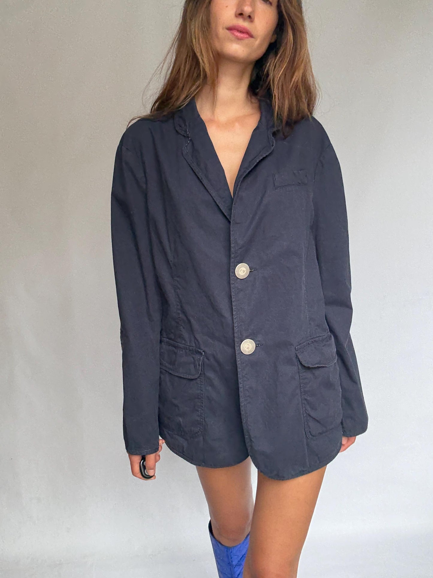 Vintage Men Armani Jeans Cotton Blazer – Unisex Oversized Fit – Size IT 50 / US 40 / D 50, L Woman Fit