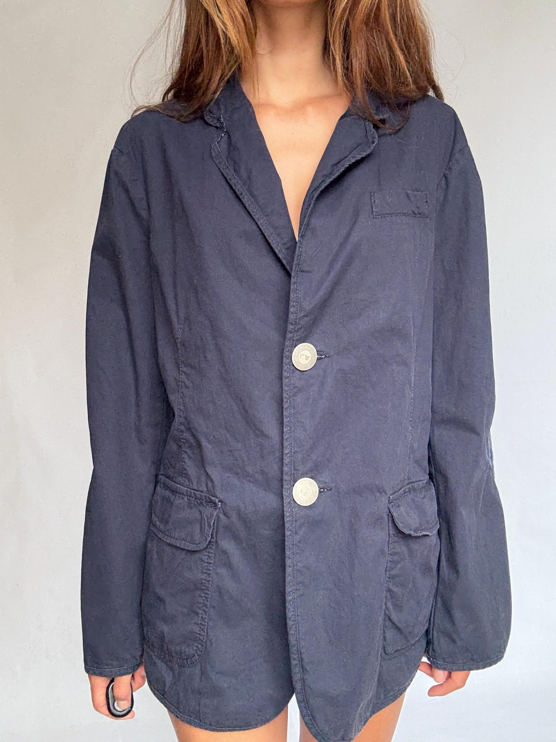 Vintage Men Armani Jeans Cotton Blazer – Unisex Oversized Fit – Size IT 50 / US 40 / D 50, L Woman Fit