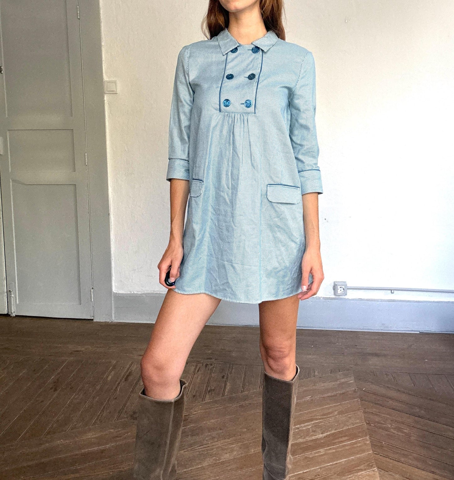 Pedro del Hierro Vintage Mini Dress – Mod Style, Cotton, NWT, Size M-L