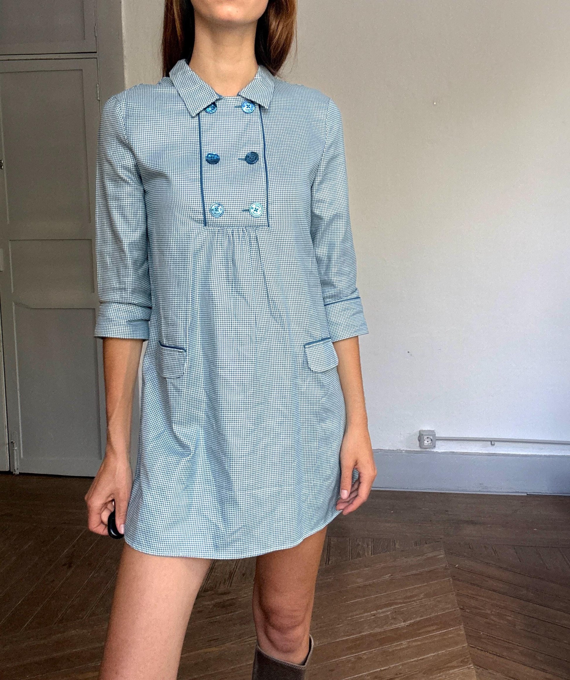 Pedro del Hierro Vintage Mini Dress – Mod Style, Cotton, NWT, Size M-L