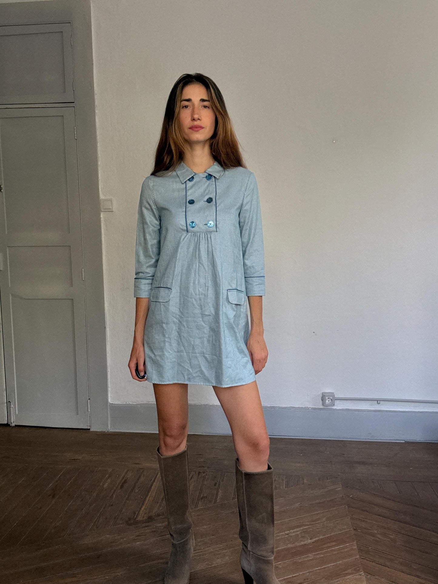 Pedro del Hierro Vintage Mini Dress – Mod Style, Cotton, NWT, Size M-L