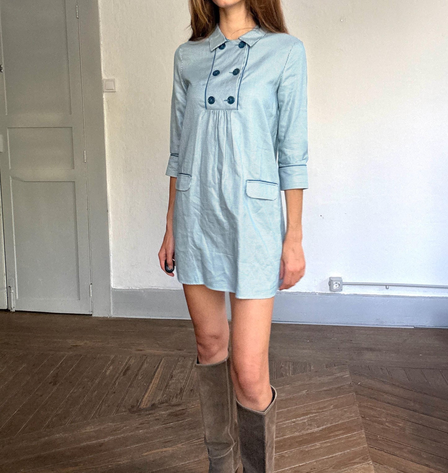 Pedro del Hierro Vintage Mini Dress – Mod Style, Cotton, NWT, Size M-L