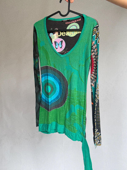 Green Graphic Blouse With Tie Waist Detail — additional view 8