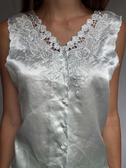 Ivory Satin Lace Vintage Blouse — additional view 9