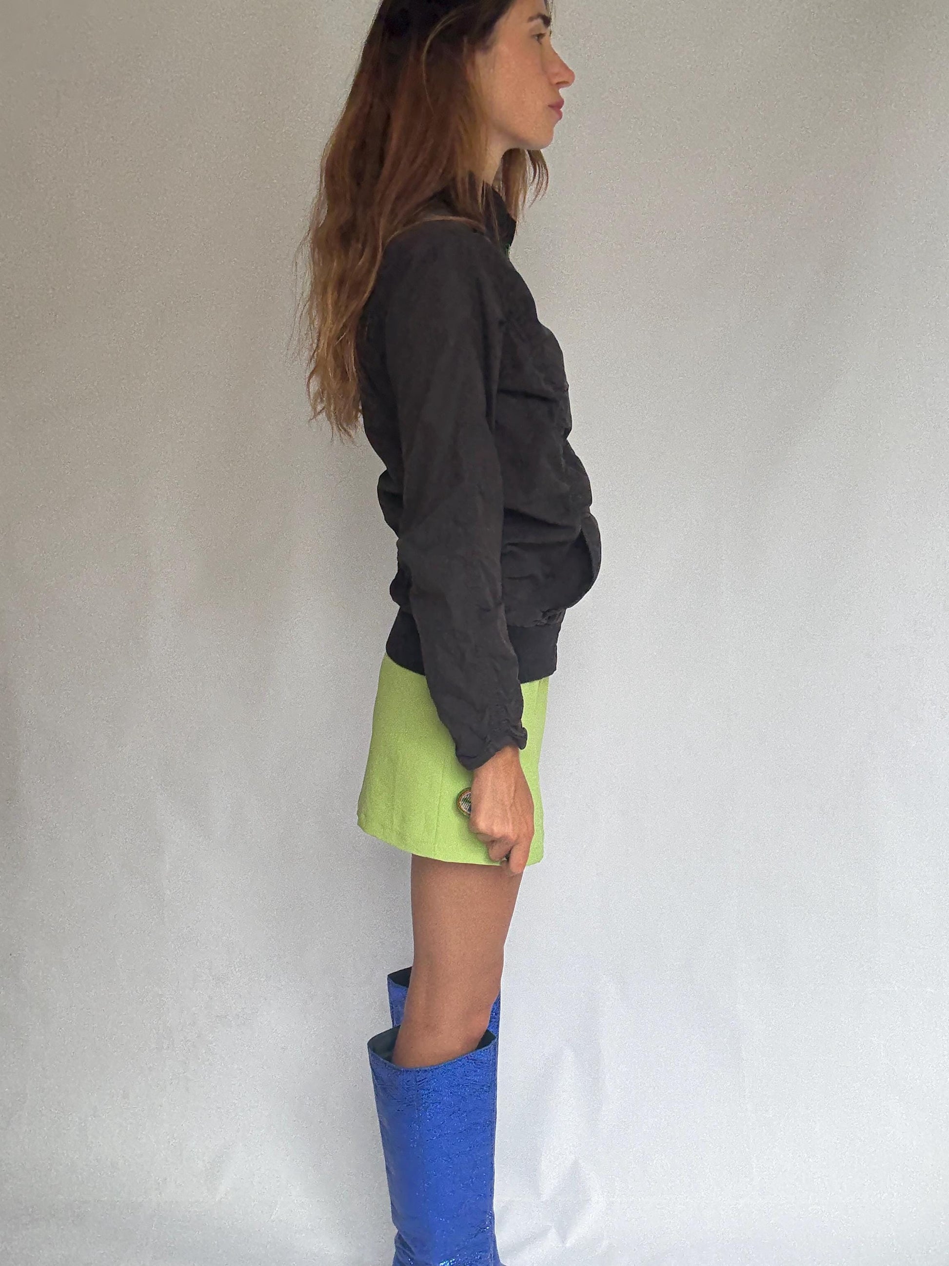 Skunkfunk zip-up bomber jacket – ruched black jacket in cotton blend – YKK zipper – sustainable design from the Basque Country