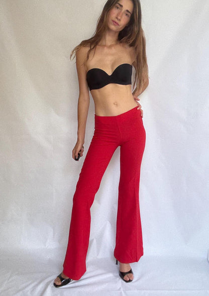 Vintage Red High-Waist Flared Pants — additional view 5
