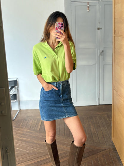 Vintage Burberrys Bright Green Polo Shirt — detail