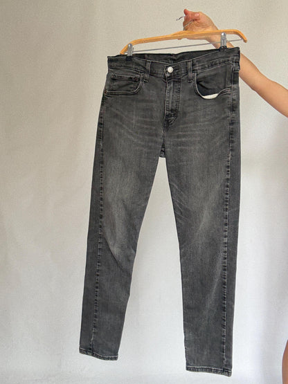 Black Vintage Levi's 502 Tapered Jeans, Cropped Denim