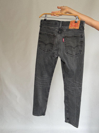 Black Vintage Levi's 502 Tapered Jeans, Cropped Denim