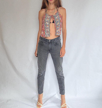 Black Vintage Levi's 502 Tapered Jeans, Cropped Denim