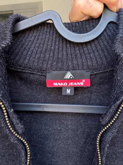 Dark Grey Merino Wool Zip Cardigan by Mako Jeans - Unisex Y2K Sweater