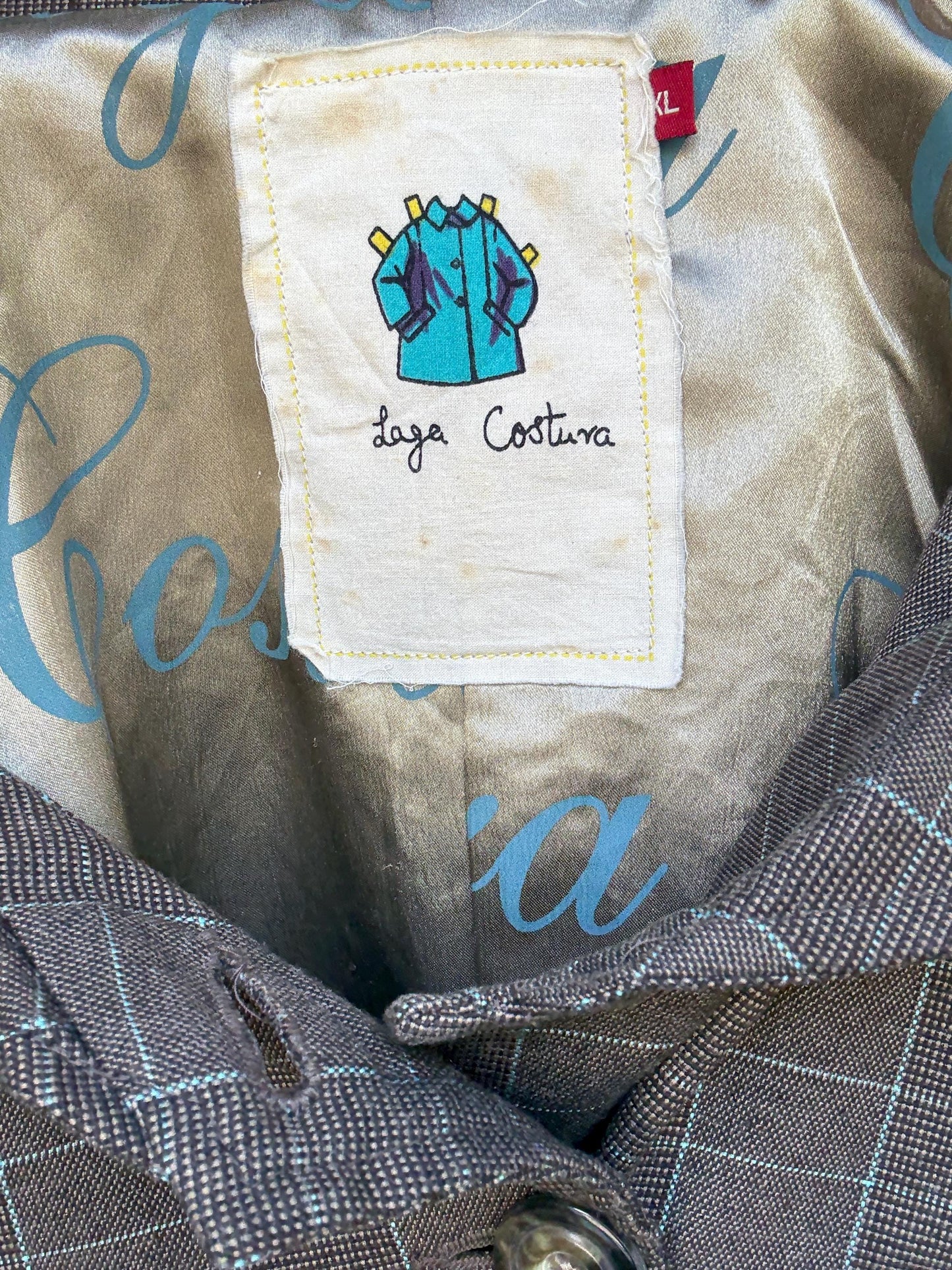 Laga Costura patchwork blazer jacket | Designer checked fitted blazer with embroidery | Size S-M | Unique tailored statement piece