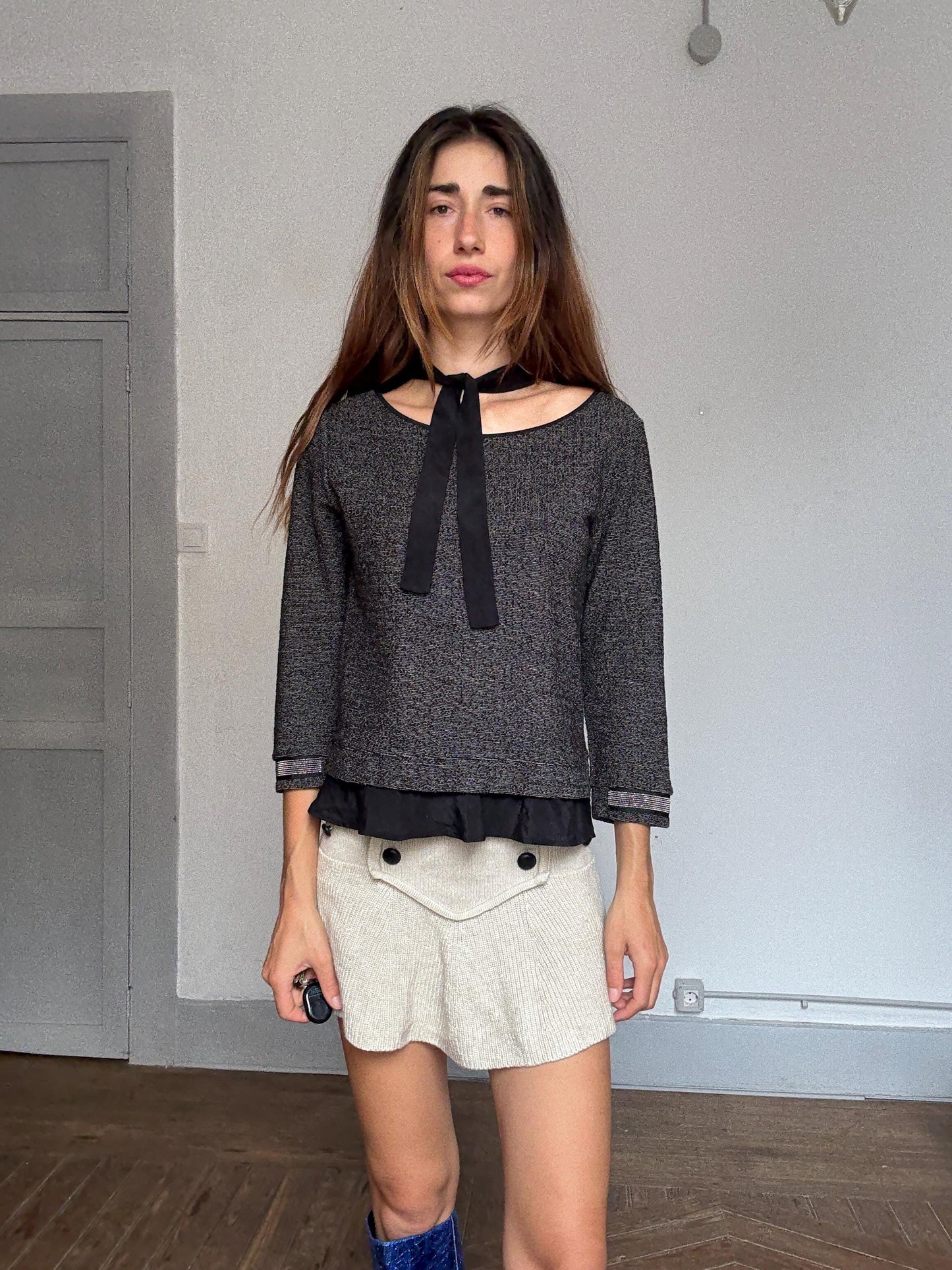 Elegant Marella Sport Top with Tie Neck | Size S