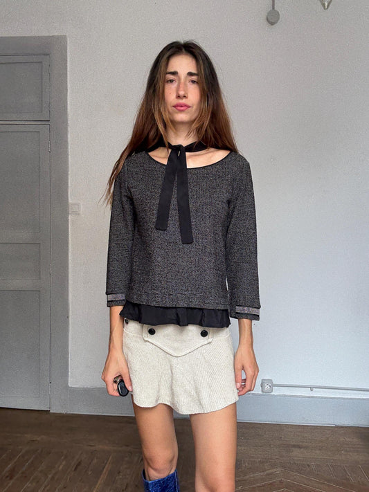 Elegant Marella Sport Top with Tie Neck | Size S