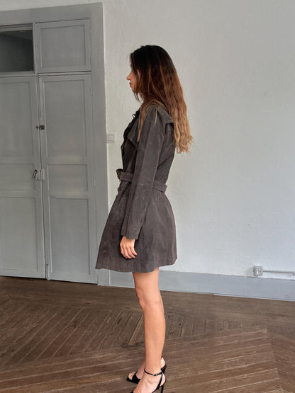 Matrix-Inspired Brown Leather Trench Coat — additional view 6