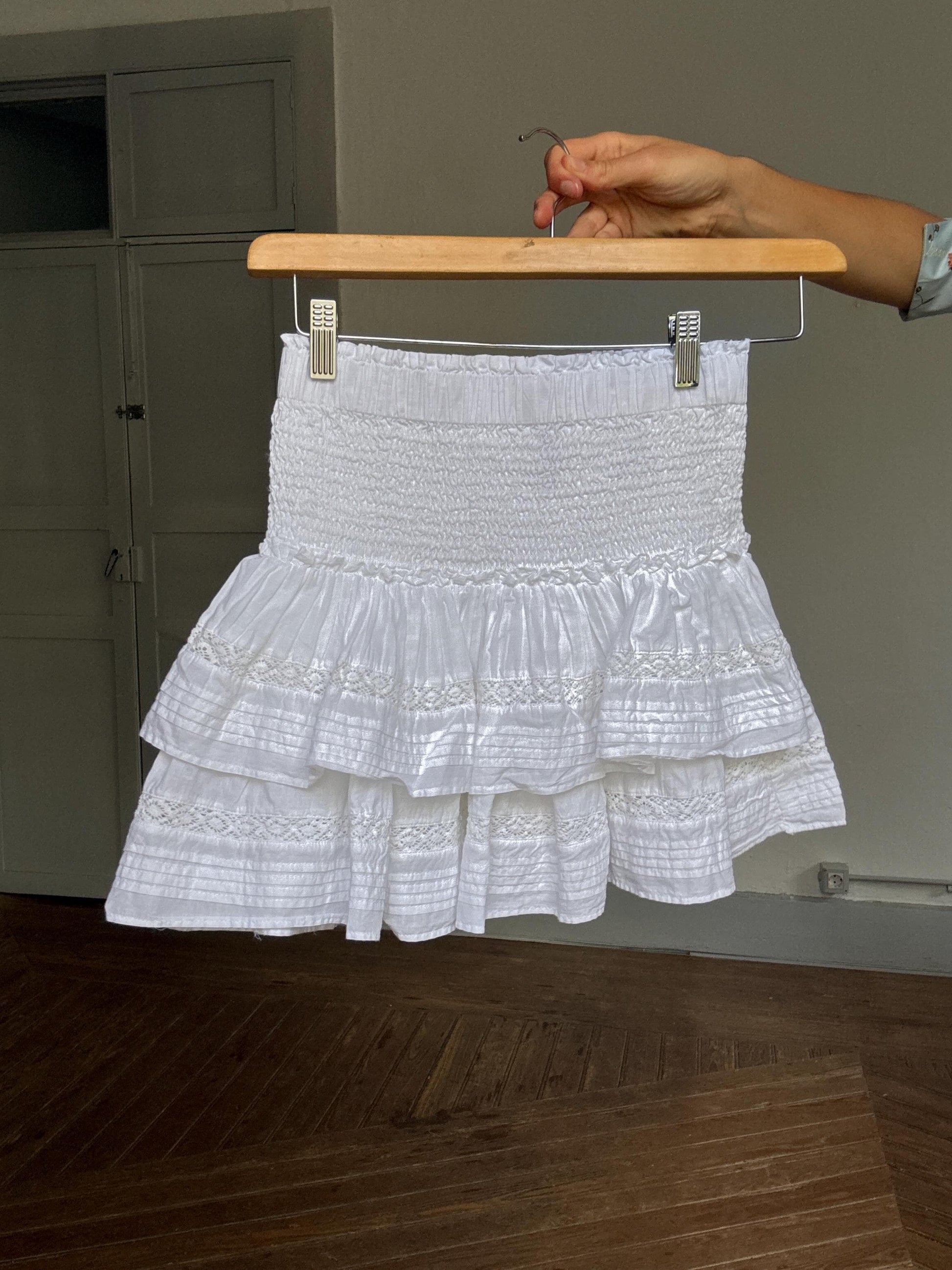 White Cotton Ruffle Mini Skirt – Coquette cottagecore Y2K French girl style, summer layering skirt
