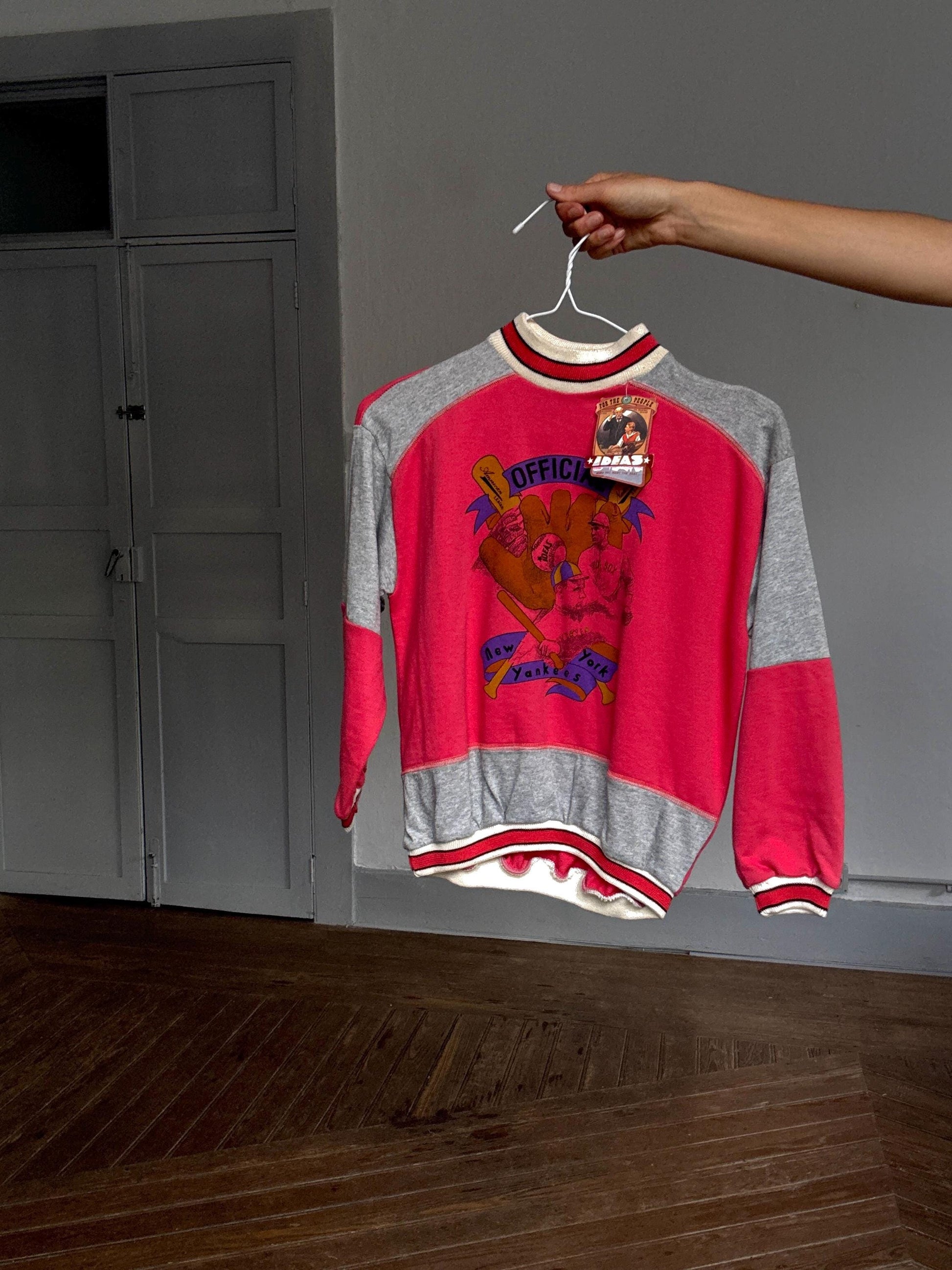 Vintage New York Yankees Baseball Sweatshirt – 80s Style Graphic Jumper by Ideas, Tag Size 10, Made in Spain, Unworn with Tags