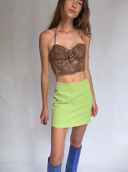 Vintage Floral Lace Bustier Top — fabric close-up