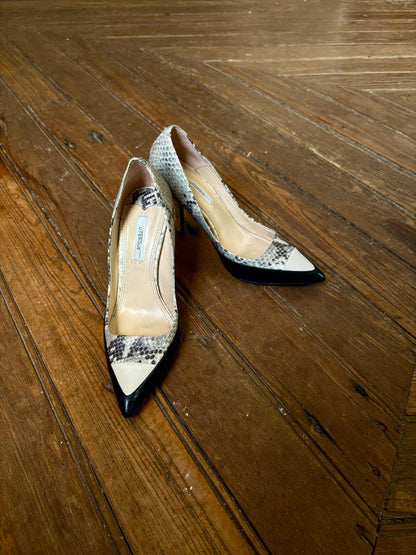Uterqüe Snake Print Heels Black Leather 90s EU 38