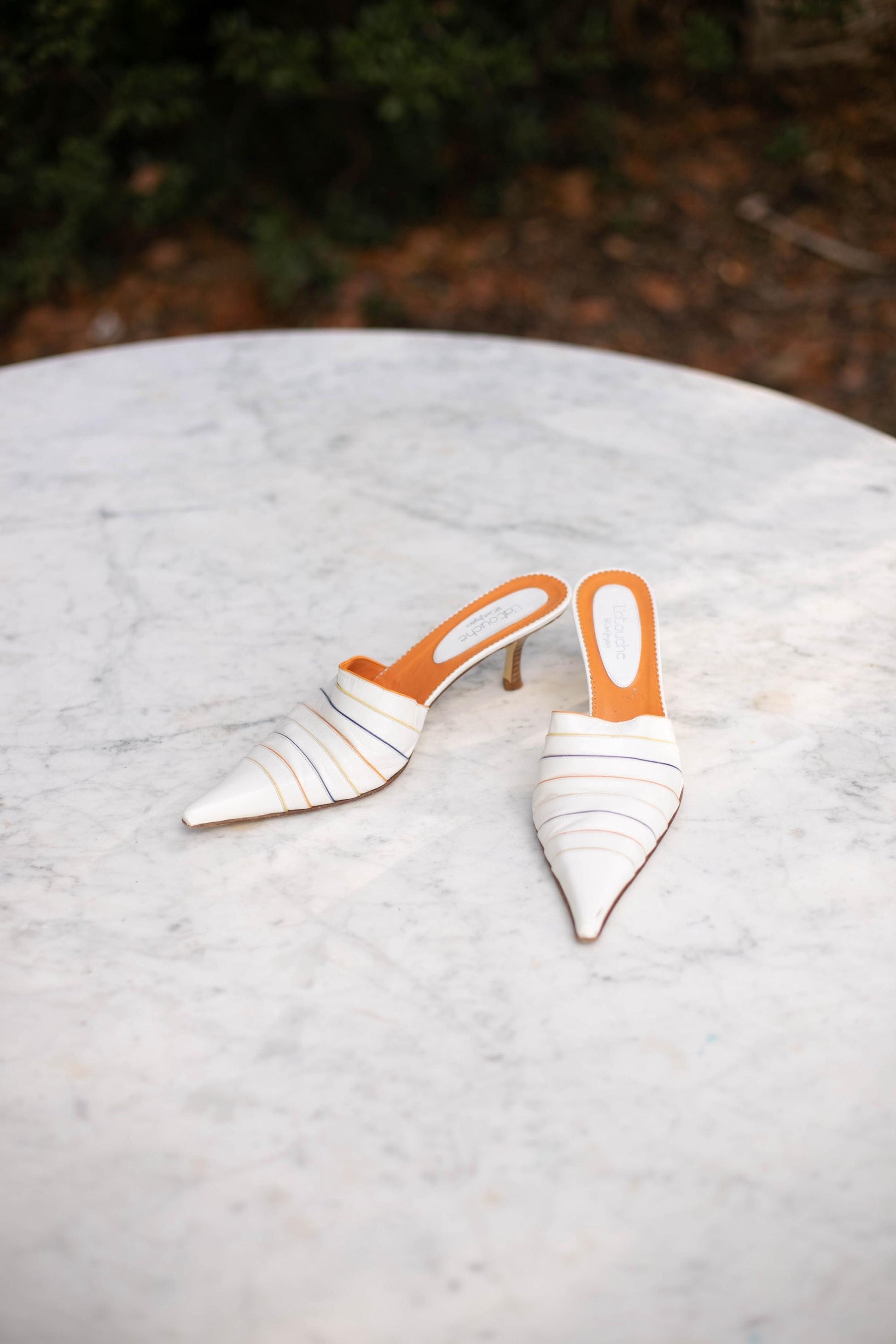 Vintage White Pointed Toe Mules by Latouche – Size EU 40