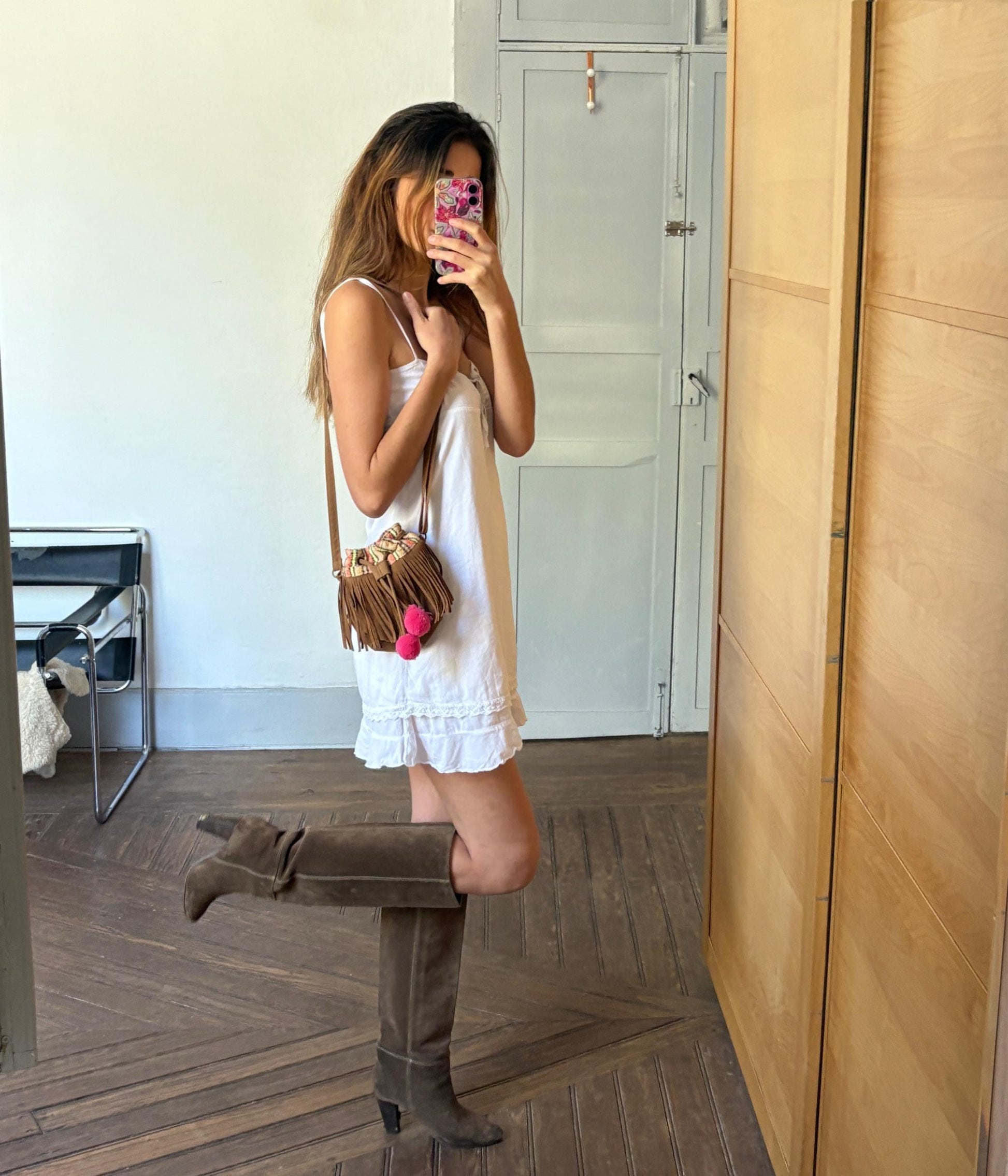 Vintage Boho Fringe Crossbody Bag | Festival Pom-Pom Mini Purse