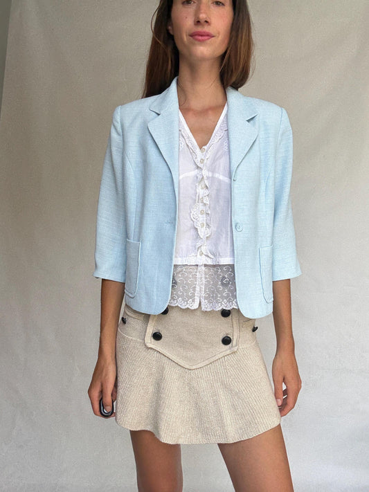 Cropped Light Blue Vintage Blazer