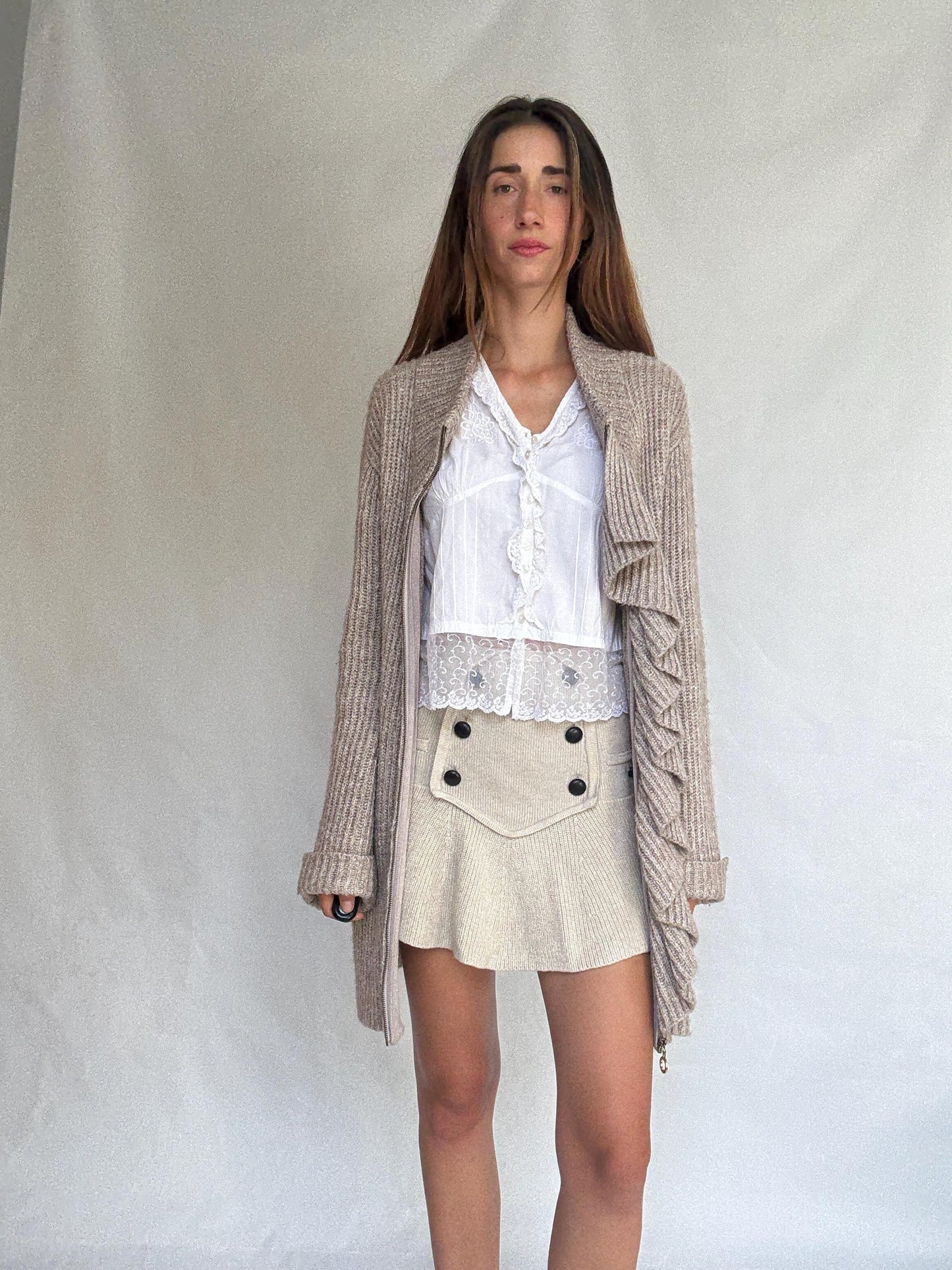 Vintage Pedro del Hierro wool mohair blend cardigan dress, Size L