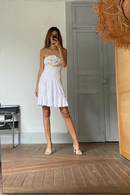 Marella White Eyelet Midi Skirt — detail