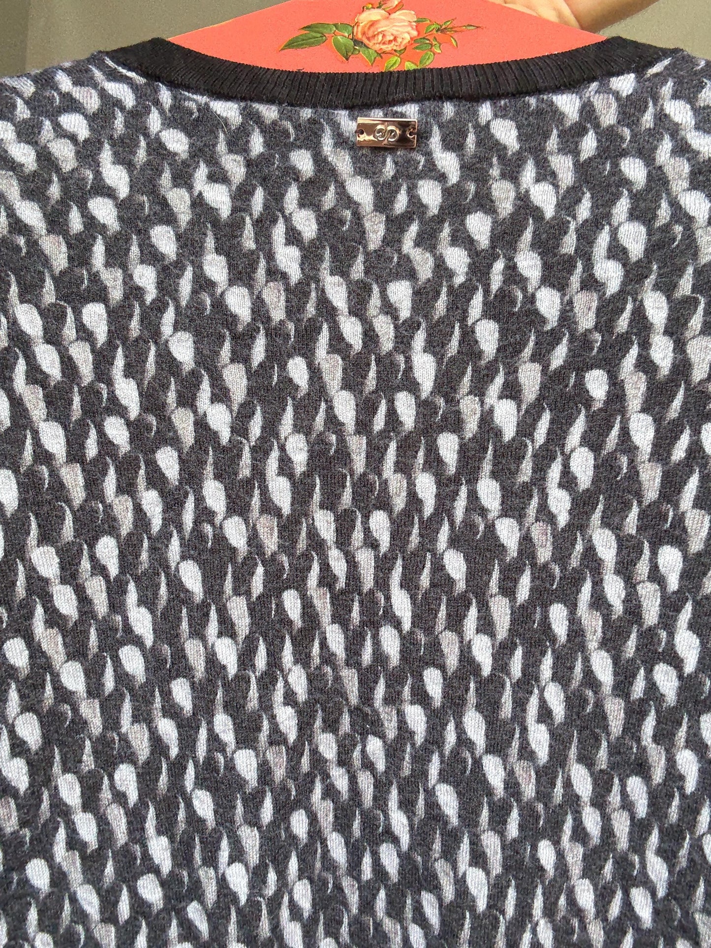 Escada Sport Vintage Wool Cardigan – XS, Black White Knit Button Top, Designer Retro Sweater, Tight Fit, Soft Knit, Luxury woman wear