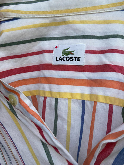 Vintage Lacoste Rainbow Stripe Cotton Shirt, Retro Preppy Oversized