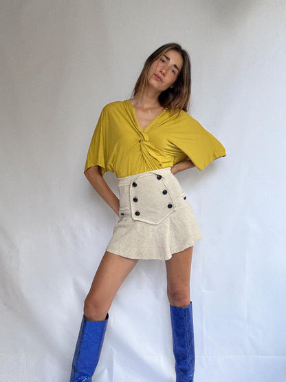 Curry Yellow Twist Front V-Neck Blouse — additional view 6
