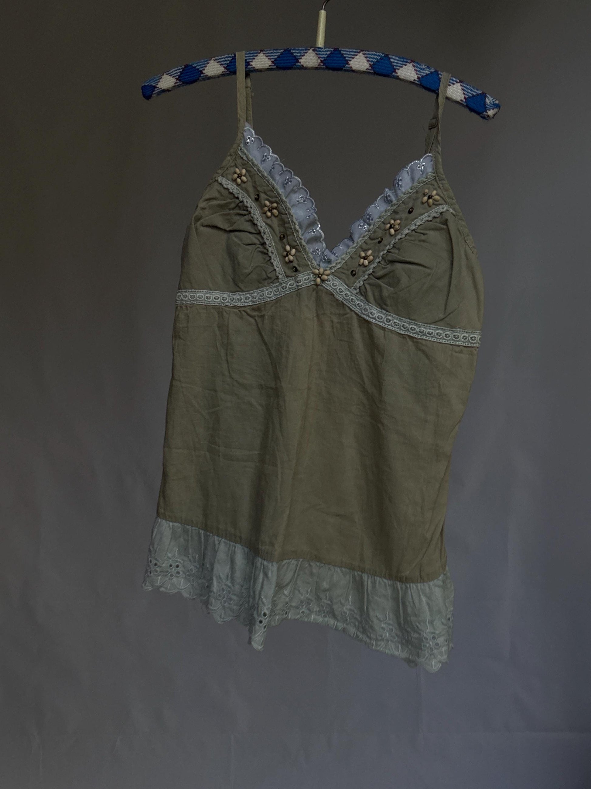 Y2K Vintage Beaded Top | Boho Festival Tank | Fashion Elle | Fits S–M | Earthy Beads | 2000s Style
