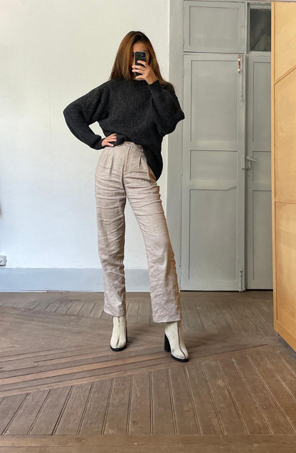 Dark Academia Ash Grey Wool Blend Pullover — additional view 5